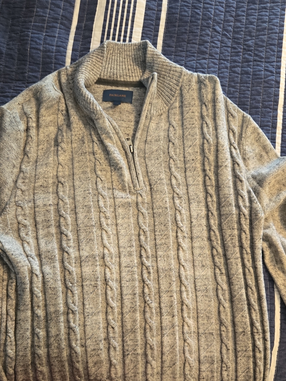 Men's Cable-Knit Half-Zip Sweater - Light Gray